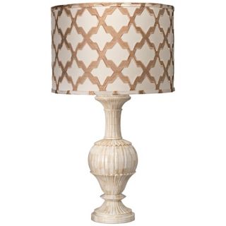 Jamie Young Carved Bone and Taupe Lattice Table Lamp   #W5142
