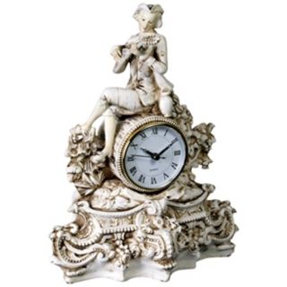 Colonial Antique Ivory 12 1/2" High Desk Clock   #J3100