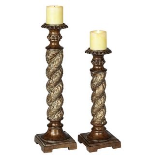 Set of 2 Spiral Pillar Candle Holders   #V5470