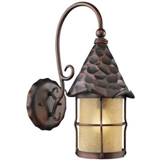 Rustica Antique Copper Amber Scavo Outdoor Wall Sconce   #K4039
