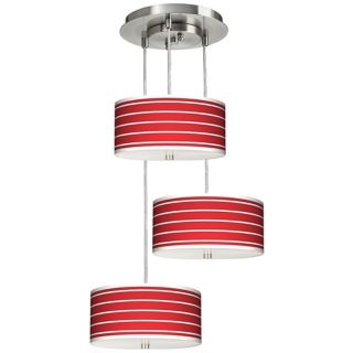 Bold Red Stripe 3 in 1 Drum Giclee Pendant   #M2298 N0477