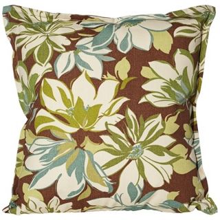 Sarah Brown Floral 18" Square Outdoor Throw Pillow   #W6369