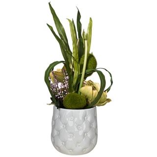 Decorator's 23 1/4" High Faux Orchid in Quilted White Pot   #W9934