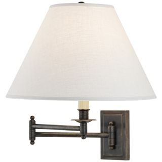 Kinetic Collection Oyster Linen Plug In Swing Arm Wall Lamp   #P8702