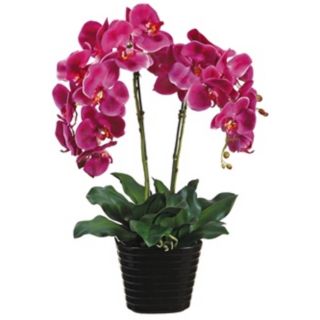 Potted Violet Phalaenopsis 24" High Faux Silk Orchids   #W7635