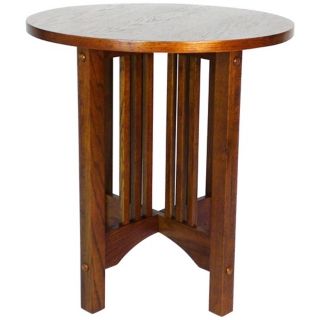 Mission Style Oak Finish 26" Wide Round Table   #R0977