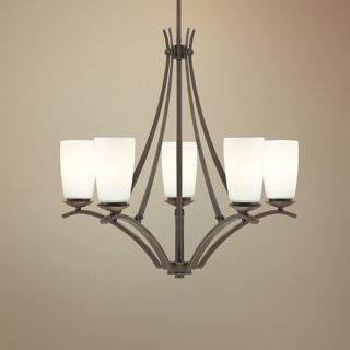 Dark Bronze with Opal Etched Glass 25 1/4" Wide Chandelier   #P0322