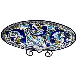 Le Souk Ceramique Aqua Fish Extra Large Oval Platter   #X9901