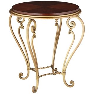 Voila Rouge and Gold Accent Table   #W3329