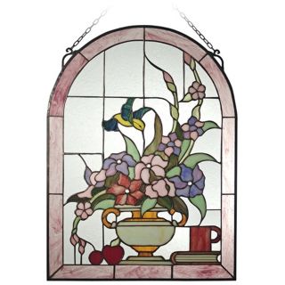 Dale Tiffany Hummingbird 24" High Art Glass Window Panel   #X2669