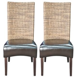 Set of 2 Vera Havana Bonded Leather Side Chairs   #G4878