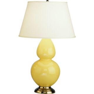 Robert Abbey 31" Yellow Ceramic and Silver Table Lamp   #20250