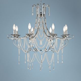 Chrome and Draped Crystal 32 1/2" Wide Chandelier   #V8376