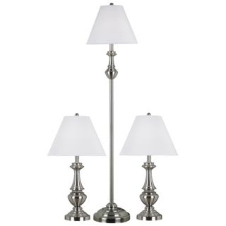 Set of 3 New Hope Brushed Steel Floor and Table Lamps   #P0746