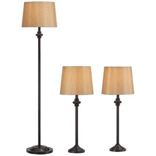 Griffith Bronze Table Lamps and Floor Lamp Set of 3   #X8519