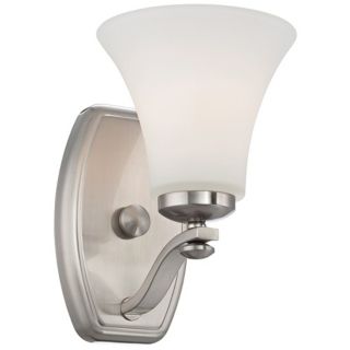 Brushed Nickel and White Glass 9" High Wall Sconce   #T8935