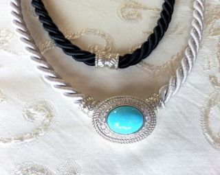 Designer Judith Ripka Turqouise Necklace Black Silver 2 925 Sterling