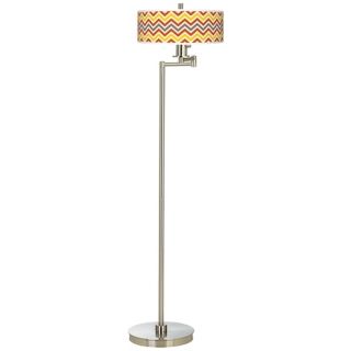 Flame Zig Zag Giclee Energy Efficient Swing Arm Floor Lamp   #13024 W3559