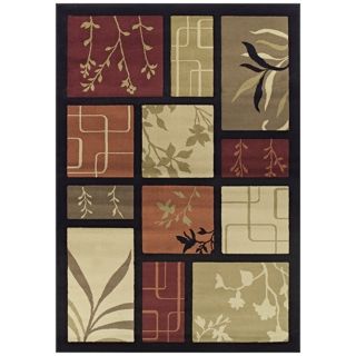Tremont Collection Foliage Screens Black Area Rug   #N4271