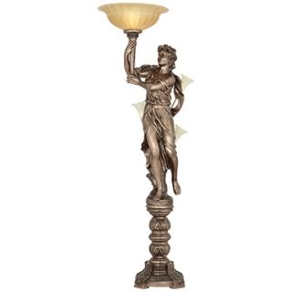 Bronze Maiden Statue Torchiere Floor Lamp   #10590