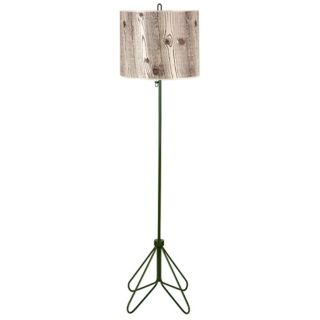 Lights Up Flight Forest Green Faux Bois Shade Floor Lamp   #T2994