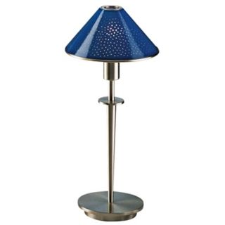 Satin Nickel and Pearl Blue Glass Mini Holtkoetter Desk Lamp   #93540