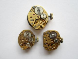 Lot of 3 Different Junghans Watch Movements Germany Made Running