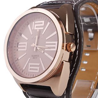 USD $ 4.99   Unisex Big Dial Style PU Leather Quartz Wrist Watch
