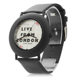 USD $ 5.99   Unisex Leather Analog Quartz Wrist Watch 0687O (Black