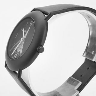 EUR € 5.97   Leren unisex analoge quartz horloge 0687a (zwart