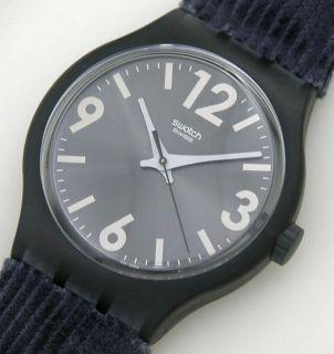 New Swatch Just Enough x Large Corduroy Leather Watch Last Free SHIP
