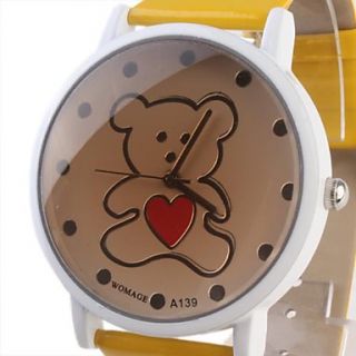 USD $ 4.79   Lovely Bear Girl Women Watch Yellow Watchband A139,