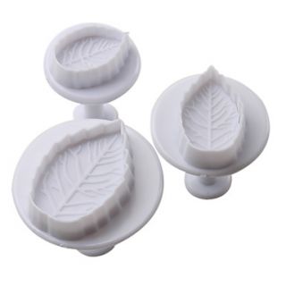USD $ 4.39   Leaf Pattern Cake and Cookies Cutter Mold with Plunger (3