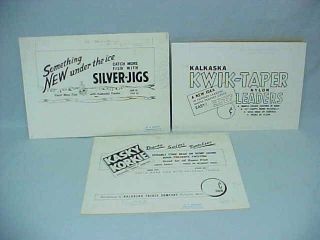 RARE 3 Vintage Kalkaska Tackle Co Michigan Fishing Lure Advertising