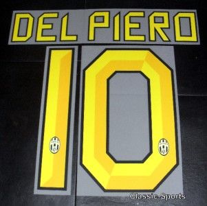 Juventus Del Piero 10 Football Shirt Name Set 2010 11