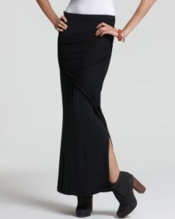 Kain Label New Shyla Black Elastic Waist Ribbed Front Maxi Skirt L