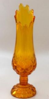 Kanawha Glass Golden Amber Moon and Stars Varient Footed Swung Vase