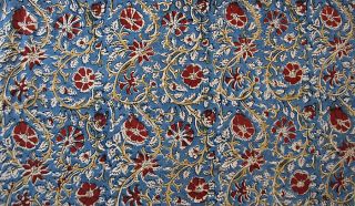 Kalamkari Hand Printed Cotton Fabric Natural Dyes