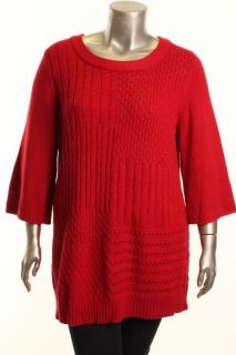 Karen Scott New Red Boat Neck Tunic Sweater Plus 1x BHFO