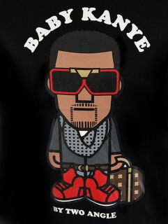 Two Angle Mikany Baby Kanye West Character Print T Shirt Black s M L