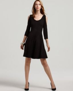 Karen Kane New Cold Shouder 3 4 Sleeves Knee Length Little Black Dress