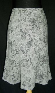 Ann Taylor Gray Black Floral Flirty Skirt 6 Perfect Wool Silk Blend