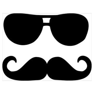 Wall Art  Posters  Funny Mustache sunglasses Wall