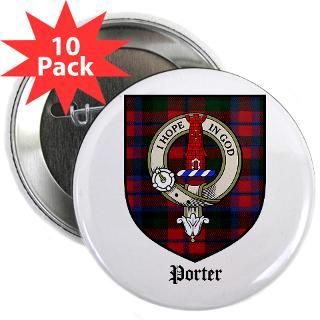 Porter Clan Crest Tartan 2.25 Button (10 pack)  Porter Clan Crest