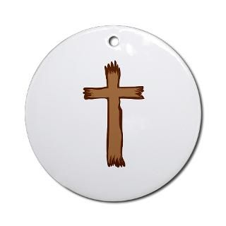 Wooden Cross Ornament (Round)  Wooden Cross Symbol  Wooden Cross