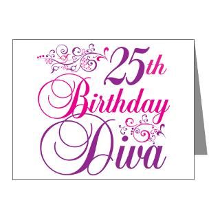1980S Birthday Note Cards > 25th Birthday Diva Note Cards (Pk of 10
