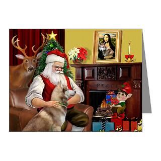> Dog Art Note Cards > Santas Red Husky Note Cards (Pk of 10