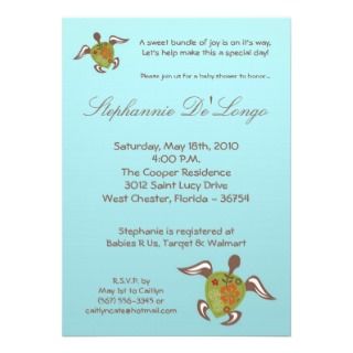 5x7 Under the Sea Turtle Baby Shower Invitation