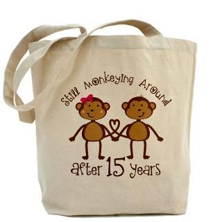 15 Years Gifts  15 Years Bags  15th Anniversary Love Monkeys Tote