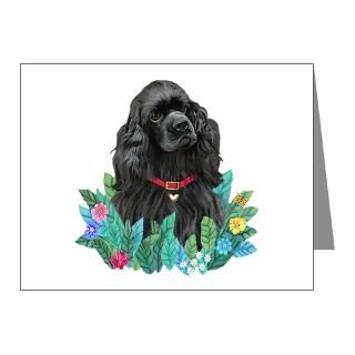 Spaniel Note Cards  Leaves #1   Cocker (blk) Note Cards (Pk of 20